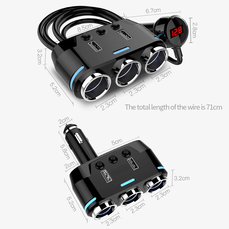 SEAMETAL 12V-24V Car Phone Charger Cigarette Lighter Socket