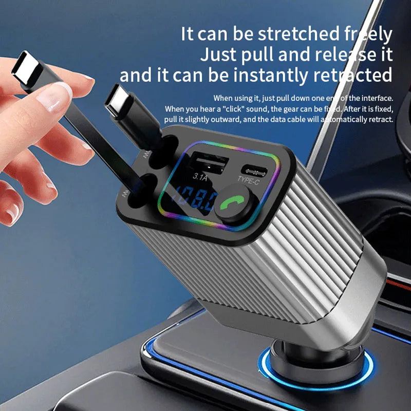 Car Charger Adapter Handsfree Call Car Radio FM Modulator C type cable