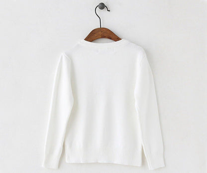 Girls Cardigan Sweater School Uniforms Button Long Sleeve Knit Tops