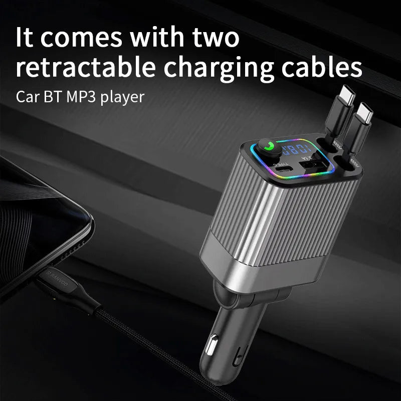 Car Charger Adapter Handsfree Call Car Radio FM Modulator C type cable