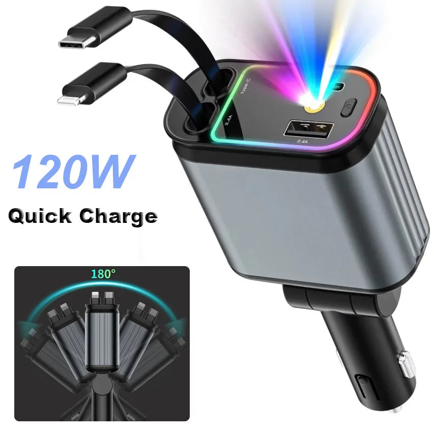 4-in-1 Car Charger with  Star Light